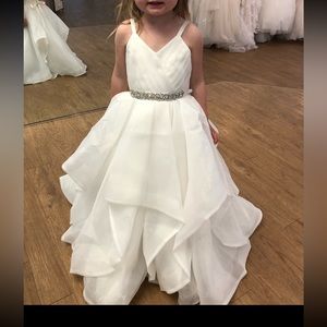 Rosebuds 5132 Long Layer Ruffle Flower Girl Dress V Neck First Communion